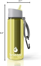 SurviMate 5-Stage 0.01μm Ultra-Filtration Filtered Water Bottle, BPA-Free Material, NSF/ANSI 42&372 Certified, Portable Water Filter Bottle for Survival, Camping, Hiking, and Emergency Use