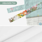 Easter Tie Up Valance Curtains for Windows, Kitchen Curtains Window Shades, Spring Rabbit Ears Foot Flowers Eggs Green Wooden Light Filtering Roman Curtain Valances for Bedroom/Bathroom/Cafe 42"x18"