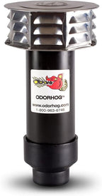 OdorHog Metal Cap Slip On Vent Stack Pipe Filter 2" Black ABS, Removes Outdoor and Sewer Odor Problems (2.0-inch)