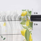 Lemon Dwarfs Sheer Valance Curtains, Gnome Green Leaf Wood Striped Black Plaid Light Filtering Kitchen Valances Rod Pocket Voile Curtain Window Treatment for Bedroom/Living Room/Basement 54Wx18L
