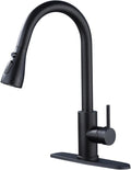 Kitchen Sink Faucet with Pull - Down Sprayer, 2 - Handle 3 - in - 1 Kitchen Sink Filter Faucet, Cold and Hot Mixer Drinking Water Faucet (Classic, Black-2)