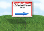 Air Filters Sold Here 4Th Of July American Flag Usa Patriotic Red Blue Stars Right Arrow Single Sided 18x24 in. Yard Road Sign w/Stand