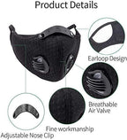 NBDIB 4 Pack Adjustable Reusable Face Protection with 8 Carbon Filters and 8 Valves for Cycling Sport Black