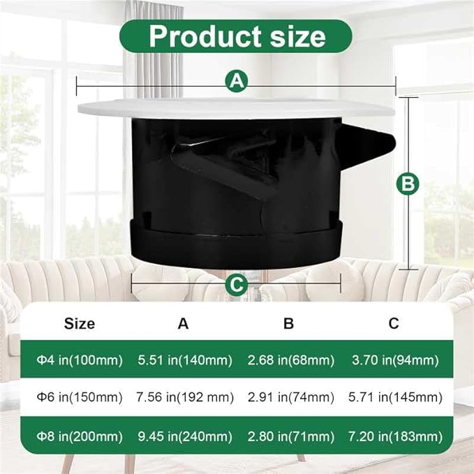 Soffit Vents 6 Inch, Round Exhaust Air Vent Cover with Built-in Fly Screen for Bathroom Kithchen Office Home, White 4P