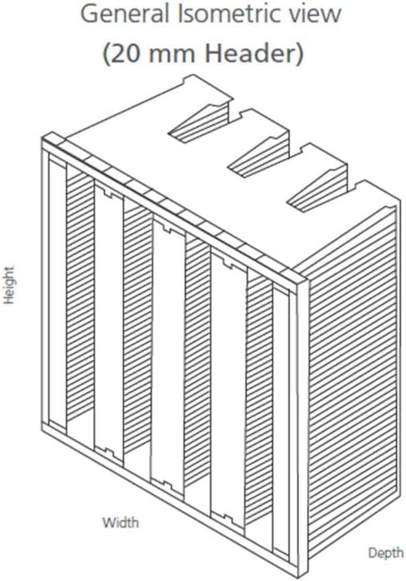 Mini Pleat Rigid Microglass V-Bank Air Filter 24x24x12 (2V) – MERV 14 ASHRAE 52.2 High-Efficiency HVAC Filter for Commercial, Industrial, Hopsitals & Cleanroom Use
