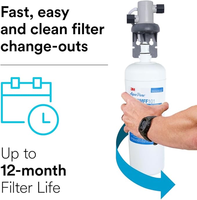 3M Aqua-Pure 3M FF100 Under Sink Drinking and Cooking Water Filter System, Reduces Lead, Microplastics, Chlorine Taste and Odor, Cysts, Select VOCs. 2.5 GPM Full Flow