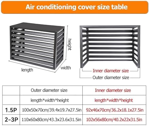 Outdoor Air Conditioner Cover Aluminum Decorative Fence Privacy Screen Protective Grilles for Heat Pumps Trash Can Enclosure Flower Stand Perfect for Concealing (Brown 100x50x70cm)