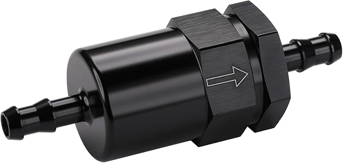 5/16" Billet Inline Fuel Filter 30 Micron Aluminum Black