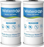 Waterdrop FXHTC Whole House Carbon Water Filter, Replacement for GE® FXHTC, GXWH40L, GXWH35F, Culligan® RFC-BBSA, American Plumber W10-PR, W10-BC, WRC25HD, 10" x 4.5" Cartridge, 5 Micron, Pack of 2