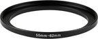 55-62mm Metal Step-Up/Down Ring Adapter Compatible with Mirrorless Cameras DSLR Lens, UV CPL ND Filter Thread Converter, Black