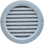 VENTS-US - 4" Round Plastic Vent Cover in Light Grey with Built-in Insect Screen Mesh and Flange for Air Supply or Exhaust Air Applications - Compatible with 4 Inch Diameter Ducts (2-Pack)