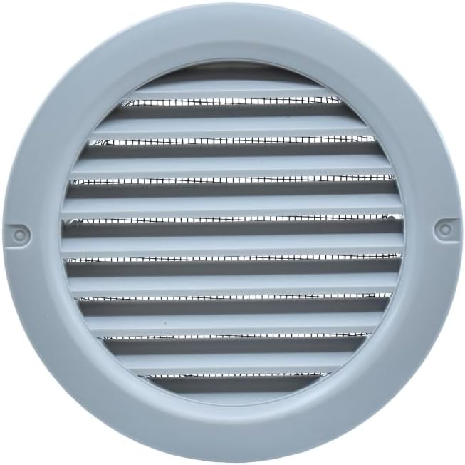 VENTS-US - 4" Round Plastic Vent Cover in Light Grey with Built-in Insect Screen Mesh and Flange for Air Supply or Exhaust Air Applications - Compatible with 4 Inch Diameter Ducts (2-Pack)