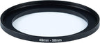 49mm to 58mm Step-Up Ring Filter Adapter for All Brands UV ND CPL Metal Ring Step-Up Rings Adapter Filter (49mm-58mm)