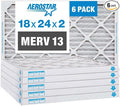 Aerostar 18x24x2 Air Filter MERV 13 (Removes Viruses, Bacteria, Mold, Pollen, Dander, Dust, Smoke & Germs) - Electrostatic MPR 1500-1900 & FPR 10 - Pleated HVAC AC Furnace Air Filters - Pack of 6