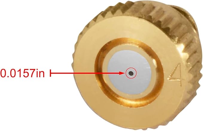 KUWAN 0.016" Orifice (0.4mm) Thread UNC 10/24 Brass Misting Nozzles Low Pressure Atomizing Misting Sprayer Water Hose Nozzle for Greenhouse, Landscaping, Outdoor Cooling Mister System (40PCS)