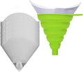 100PCS of Paper Paint Strainers with 100 μm Filter Tips and 1 PCS Stretch Silicone Funnel, Filter Tip Cone Shaped Nylon Mesh Funnel W/Hooks&paint resin filter
