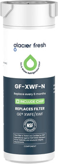 GLACIER FRESH Water Filter Compatible with XWFE (Built-in CHIP), Replacement for GE XWFE, XWF Refrigerator Water Filter NSF/ANSI 42 Certification Pack of 1