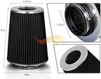 BLACK 3.5" 89 mm Inlet Truck Air Cone Replacement Performance Washable Clamp-On Dry Air Filter (8" Tall)