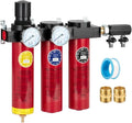 NANPU Z Series 3-Stage Air Filtration System - Sintered, Fine, & Charcoal Filters, 3/4" NPT Inlet, 1/4" NPT Outlet Module, 0-230 psi Gauge, 127 CFM @ 6 bar, Metal Housing, Auto Drain