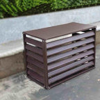 Outdoor Air Conditioner Cover Aluminum Decorative Fence Privacy Screen Protective Grilles for Heat Pumps Trash Can Enclosure Flower Stand Perfect for Concealing (Brown 110x60x80cm)