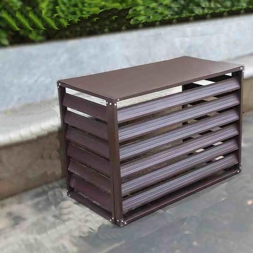 Outdoor Air Conditioner Cover Aluminum Decorative Fence Privacy Screen Protective Grilles for Heat Pumps Trash Can Enclosure Flower Stand Perfect for Concealing (Brown 100x50x70cm)