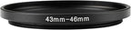43-46mm Metal Step-Up Ring Adapter Compatible with Mirrorless Cameras DSLR Lens, UV CPL ND Filter Thread Converter, Black