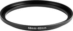 58-62mm Metal Step-Up/Down Ring Adapter Compatible with Mirrorless Cameras DSLR Lens, UV CPL ND Filter Thread Converter, Black