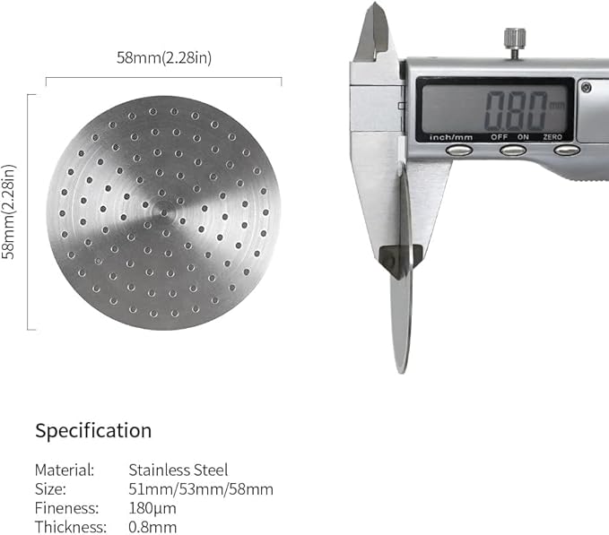 watchget 58 Espresso Puck Screen - 0.8mm Thickness Espresso Screen Double-layer Lower Shower Screen with Magnetic Nail Metal Reusable Filter for 58mm Protafilter Basket Stainless Steel Coffee Filter
