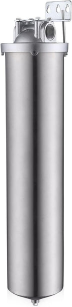 Amwater NSF/ANSI 42 Certification Big+ Stainless Steel Filter Housing for 20”Length,4.5"OD Filter Cartridge, Drain Valve Style C (Square Head)