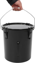 Deep Fryer Oil Storage Container with Filter,6 Gallon Bucket with Lid, Strainer Bag and Handle, Carbon Steel Oil Grease Disposal Container for Deep Fryer Oil Filtering/Storage - Black