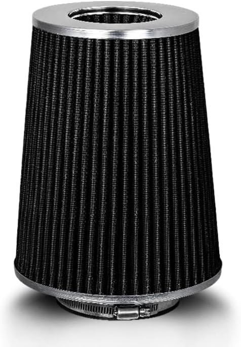 BLACK 3.5" 89 mm Inlet Truck Air Cone Replacement Performance Washable Clamp-On Dry Air Filter (8" Tall)