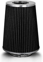 BLACK 3.5" 89 mm Inlet Truck Air Cone Replacement Performance Washable Clamp-On Dry Air Filter (8" Tall)