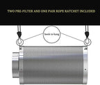 4inch Carbon Filter Odor Control with Australia Virgin Charcoal Two Prefilter 1 Pair Rope Hanger Included for Inline Duct Fan, Grow Tent, Hydroponics, Odor Scrubber