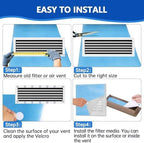 Air Vent Filters,20"x100"Cut to Fit Air Filter Material (80+Filters),MERV 8 Electrostatic Air Vent Filter for Home Floor, Grilles, Ceiling, HVAC Furnace Vents, With 48PCs Adhesive Hook Tape