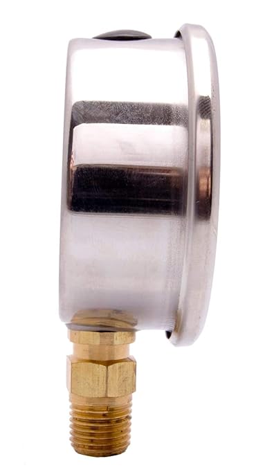 2-1/2" Oil Filled Pressure Gauge - Stainless Steel Case, Brass, 1/4" NPT, Lower Mount Connection, 0-2,000PSI