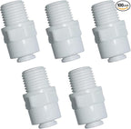 YZM Straight Male Thread Adapter 1/4" Male x 1/4" OD Tube Quick Connector,for Water Purifiers Filters Reverse Osmosis Systems,5 pcs.