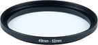 49mm Lens to 52mm Camera Lens Adapter 49mm to 52mm Step Up Ring Adapter Ring for All Brands of UV ND CPL, with Premium Lens Wiping Cloth 2 Pack (49mm-52mm)