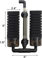 AQUANEAT Air Driven Sponge Filter, Quiet Aquarium Filter with Ceramic Media Balls, with 2 Spare Sponges, Large up to 55Gal
