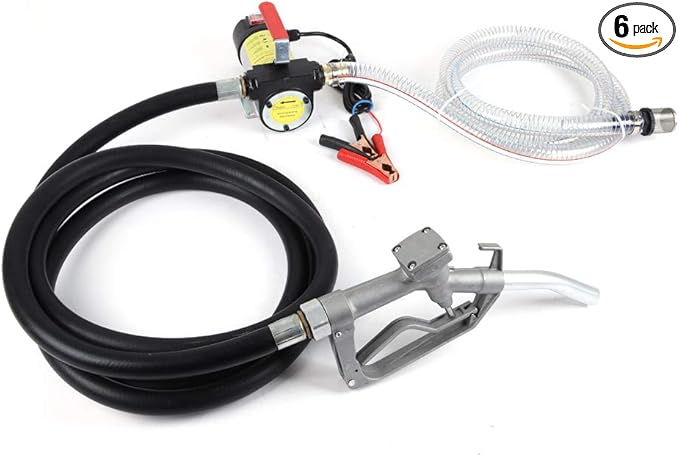 Diesel Transfer Pump Kit 45L/min,12V DC Electric Oil Transfer Pump with Nozzle Hoses 175W Diesel Pump Kit with Portable Handle for Vehicles, Construction Sites, Farms, RV