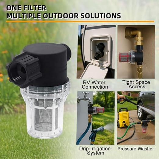 GIEX 100 Mesh Garden Hose Filter with Quick Connect, 3/4" GHT Thread Inline Sediment Trap for Pressure Washers, Sprinkler Systems & General Garden Irrigation