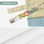 Easter Tie Up Valance Curtains for Windows, Kitchen Curtains Window Shades, Spring Rabbit Ears Foot Eggs Floral Wooden Grain Light Filtering Roman Curtain Valances for Bedroom/Bathroom/Cafe 60"x18"