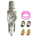 3/8" NPT Air Filter Pressure Regulator Combo Water Separator for Air Compressor Line Semi-Auto Drain 5 Micron Brass Element 0-150 psi Gauge