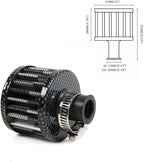 MUGE RACING 2Pcs Air Filter Cold Air Intake Filter Breather 12mm Valve Cover Breather Filter For Car and Motorcycle(Carbon Fiber)