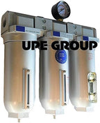 HEAVY DUTY INDUSTRIAL 3 STAGE COMPRESSED AIR CLEANER MOISTURE TRAP, COALESCING FILTER, DESICCANT DRYER (1" MANUAL DRAIN)