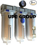 HEAVY DUTY INDUSTRIAL 3 STAGE COMPRESSED AIR CLEANER MOISTURE TRAP, COALESCING FILTER, DESICCANT DRYER (3/4" MANUAL DRAIN)