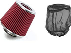 Red Cold Air Intake Cone Replacement Performance Washable Clamp-on Dry Filter with Sock Protective Cover Mesh Dustproof Bag (2.5")