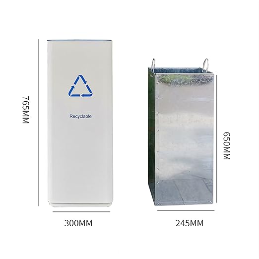GLigeT Outdoor Trash can White Combined Trash Can Large-Capacity Square Sorting Trash Can Outdoor Direct Throw Trash Can Without Cover, Anti-Fingerprint Technology 48L Trash Can (Size : B)