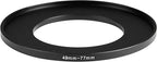 49-77mm Metal Step-Up/Down Ring Adapter Compatible with Mirrorless Cameras DSLR Lens, UV CPL ND Filter Thread Converter, Black