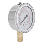 Joywayus Pressure Gauge 0-200 PSI Brass 1/4" NPT Male Thread Lower Mount, Glycerin Filled, Stainless Steel Case, Multiple Function
