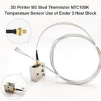 Ender 3 M3 Thermistor 300°C 1m/39.4Inch, 3D Printer M3 Stud Thermistor, NTC 100K 3950 Thermistor Use for Ender 3/Ender 3 Pro/Ender 3 v2 CR10,CR10s J-Head 3D Printer Hotend Thermistor,